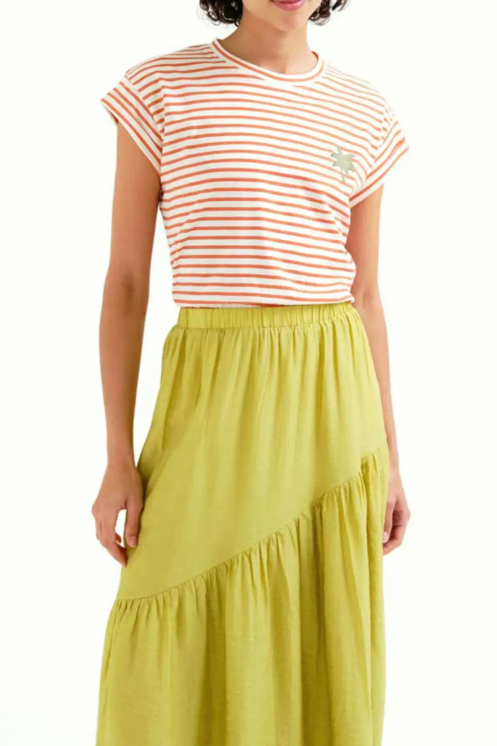 Striped Embroidered Relaxed Tee