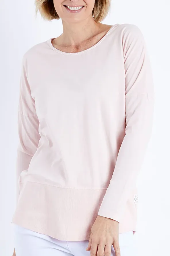 Ribbed Scoop Neck Long Sleeve Tee