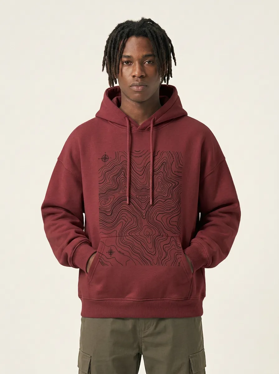 Men's Outdoor Explorer Topographic Graphic Hoodie