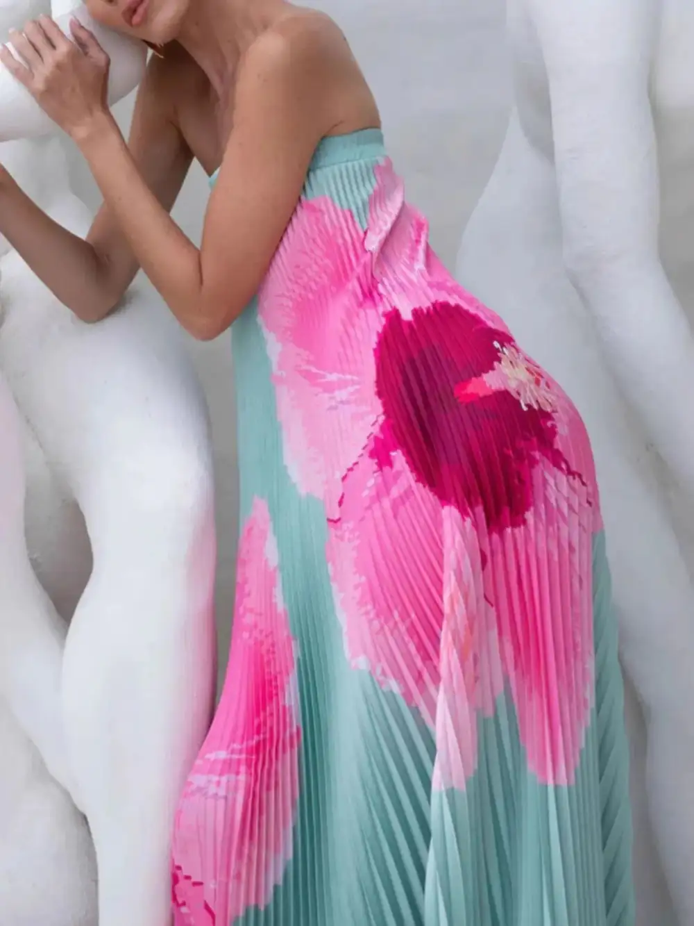 Printed Pleated Dress Casual