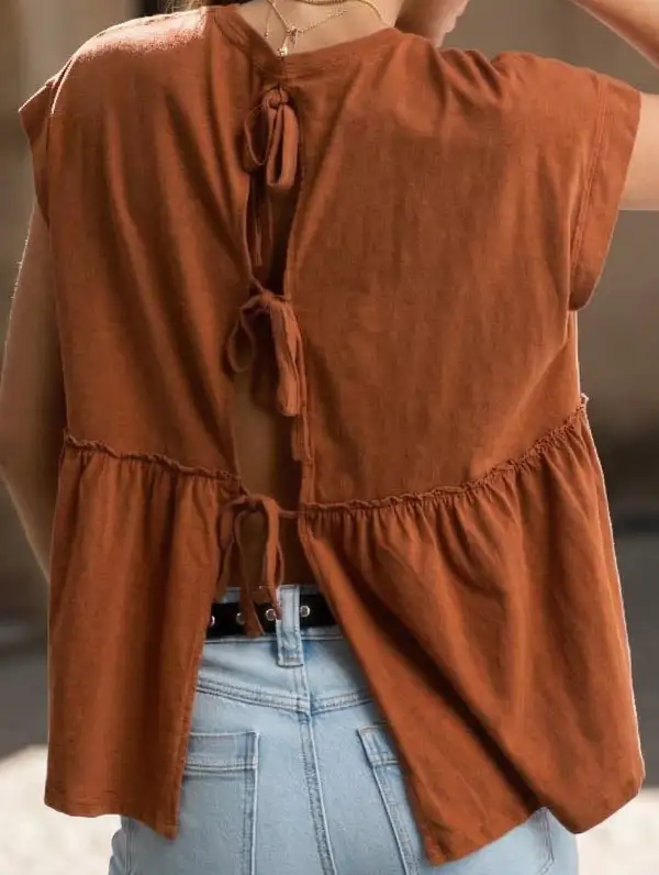 Babydoll Style Thin Top With Back Tie