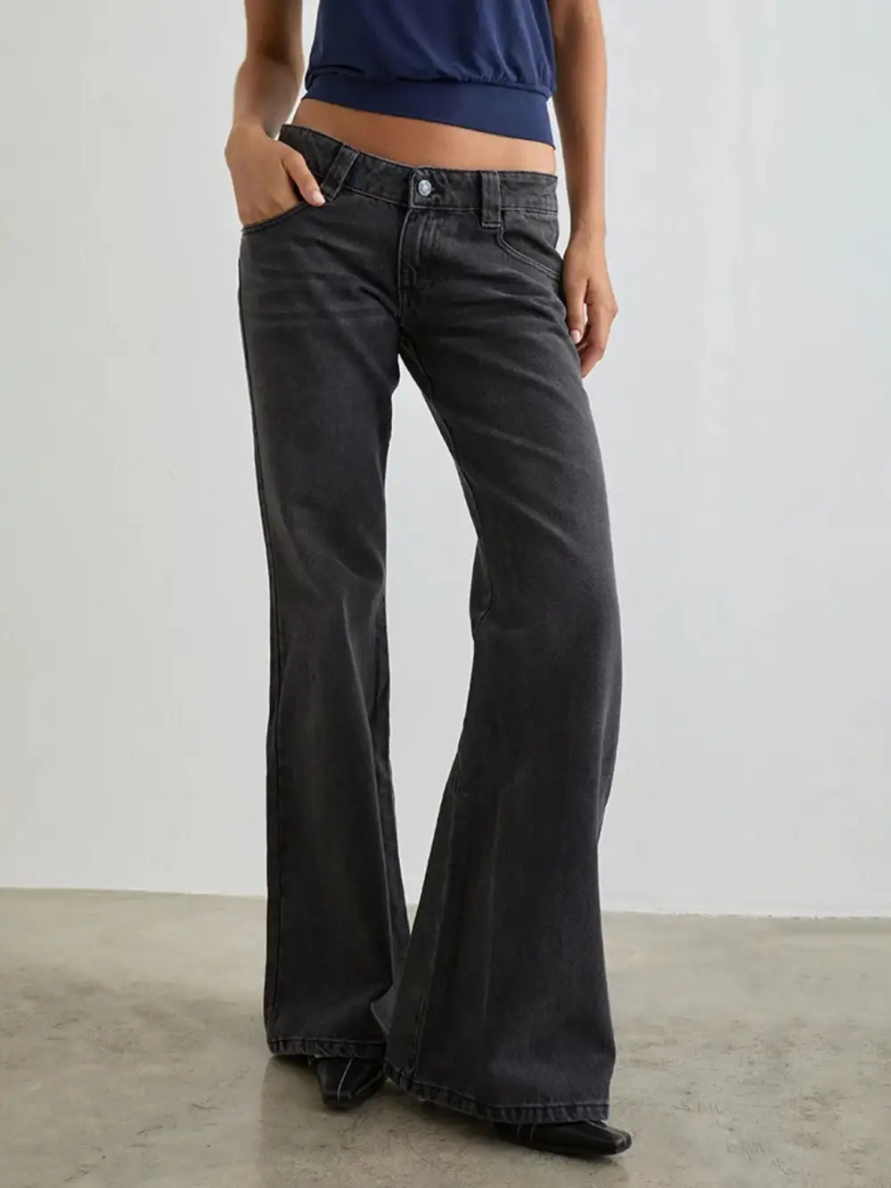 Sharp Low Rise Flare Leg Denim Jeans