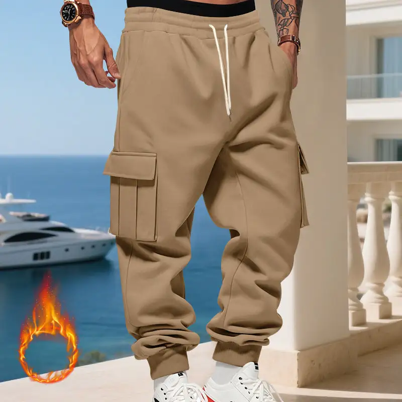 Men's  Thermal Cargo Pants Pockets Leg Cargo Pants