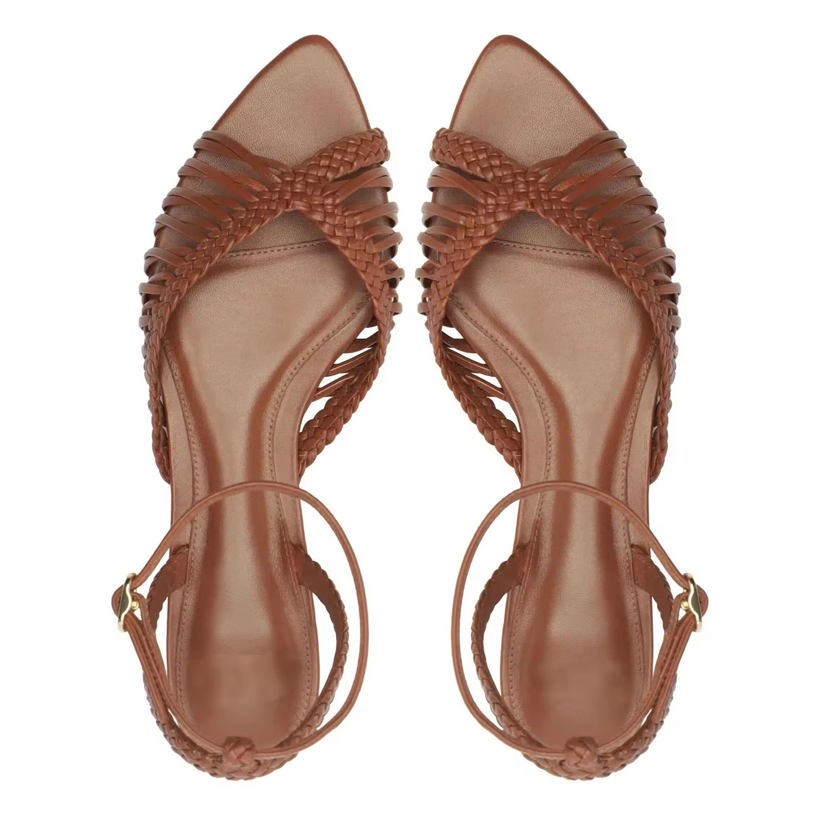 Elara PU Woven Pointed Flat Sandals