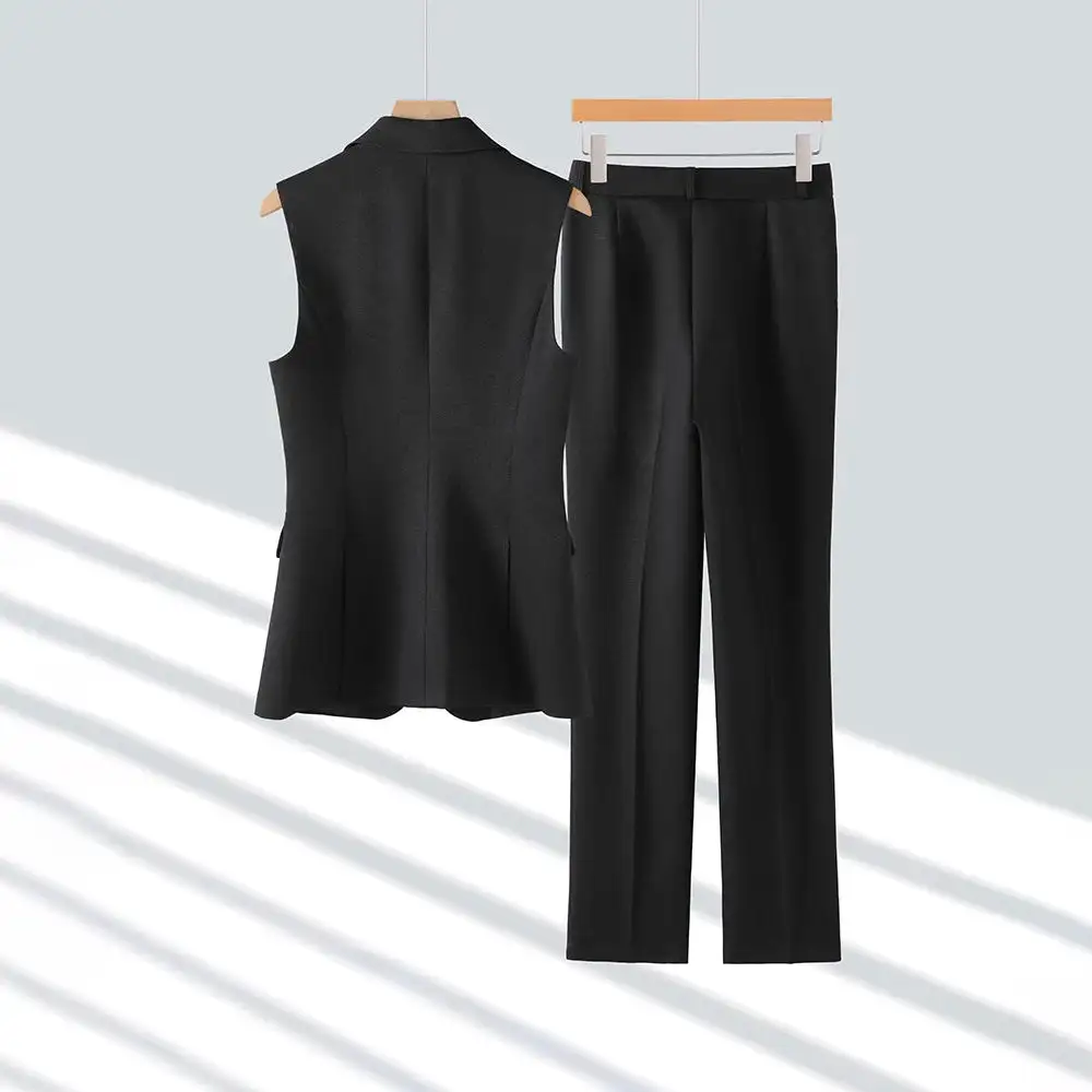 Women's Sleeveless Blazer And Trousers Two-Piece Set