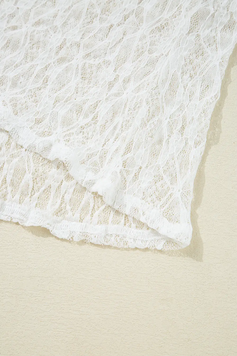 Lace Trim Sheer Bell Sleeve Blouse