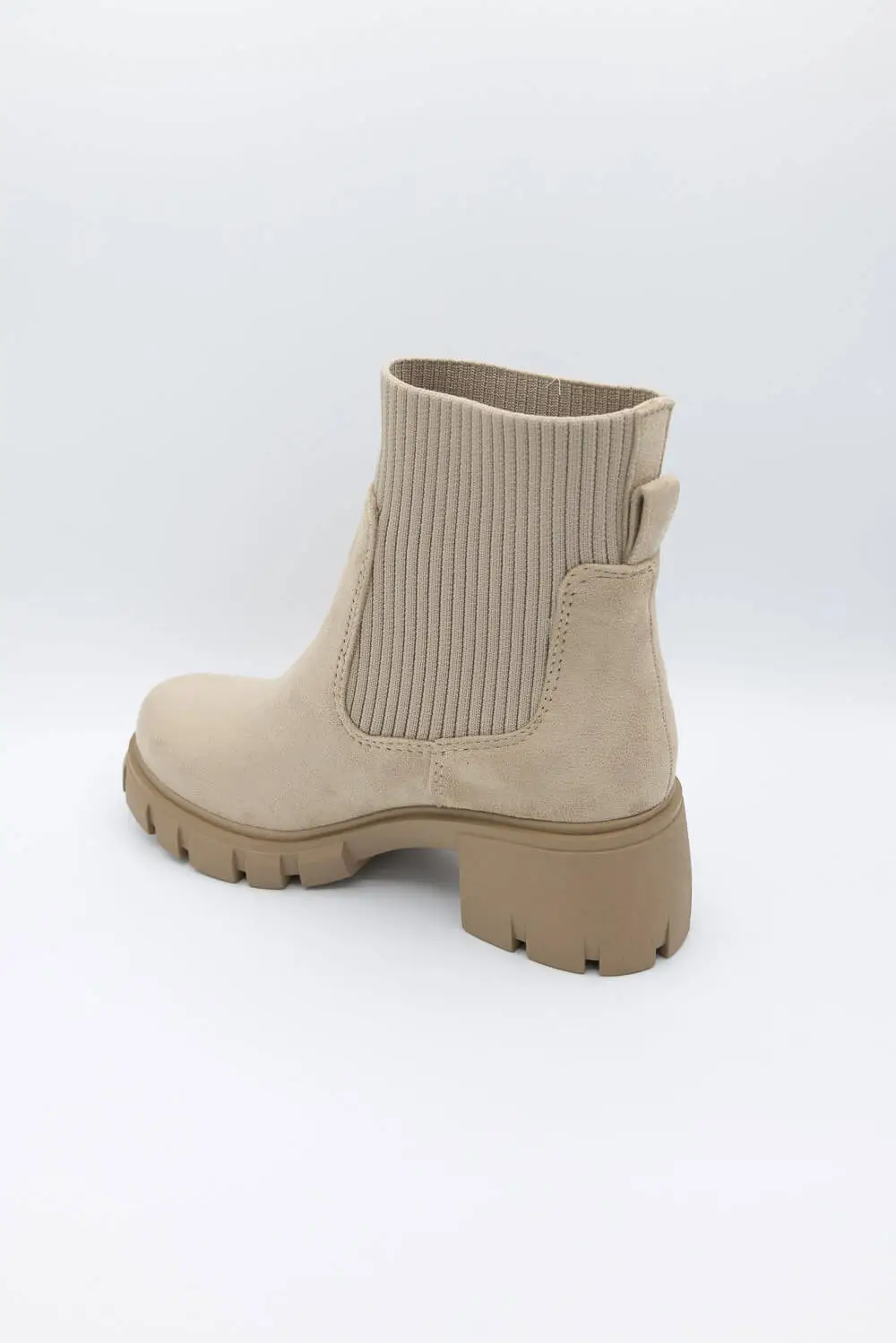 Lug Sole Suede Ankle Bootie
