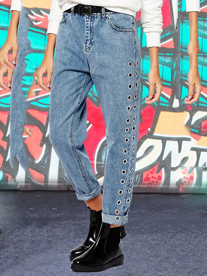 Clean Button Denim Jeans
