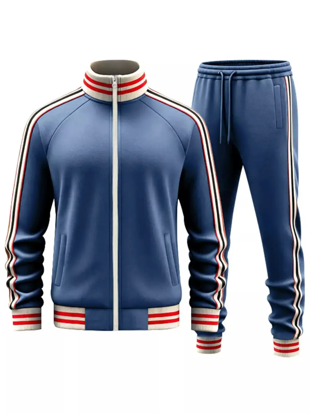 Men's Full Size Striped Zip Up Outerwear