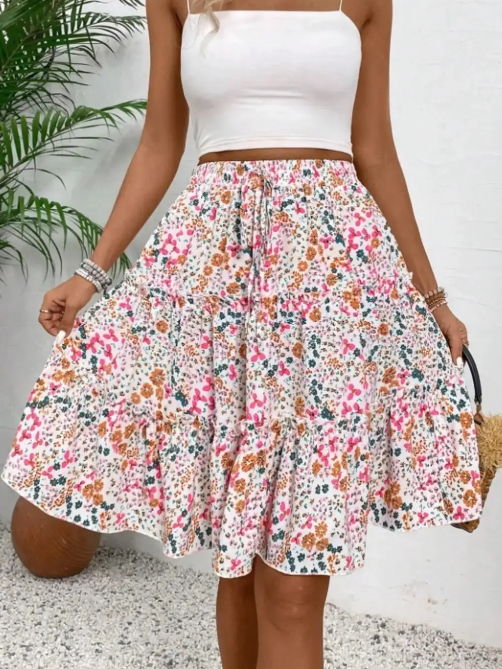 Floral Print Midi Skirt