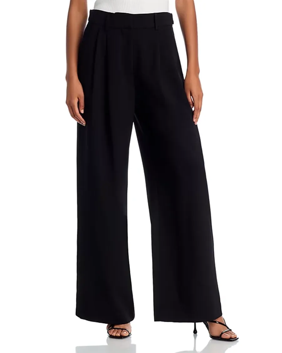 Wide Leg Silhouette Crepe Pants