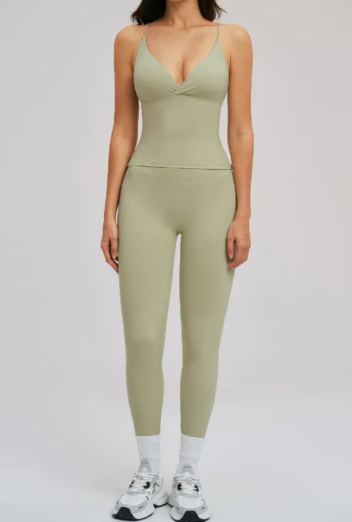 Brushed Backless Vest and Leggings Active Set