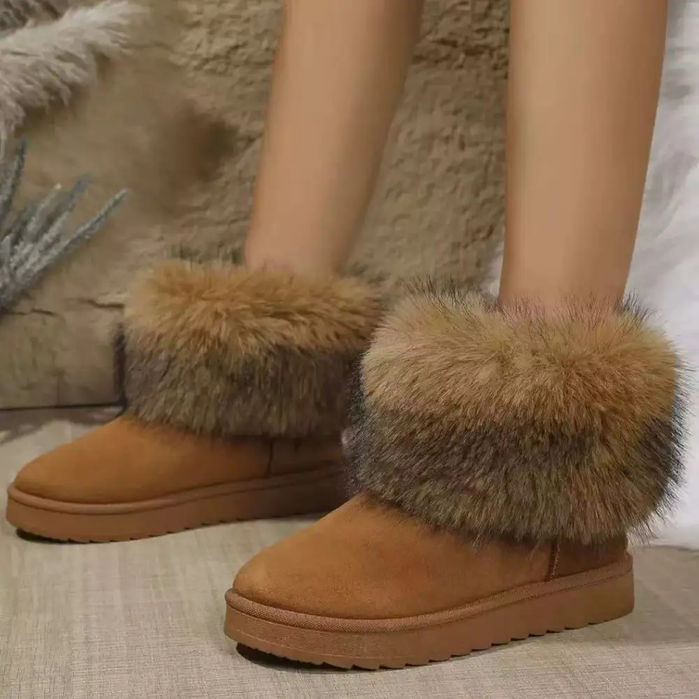 Fuzzy Trim Ankle Boots