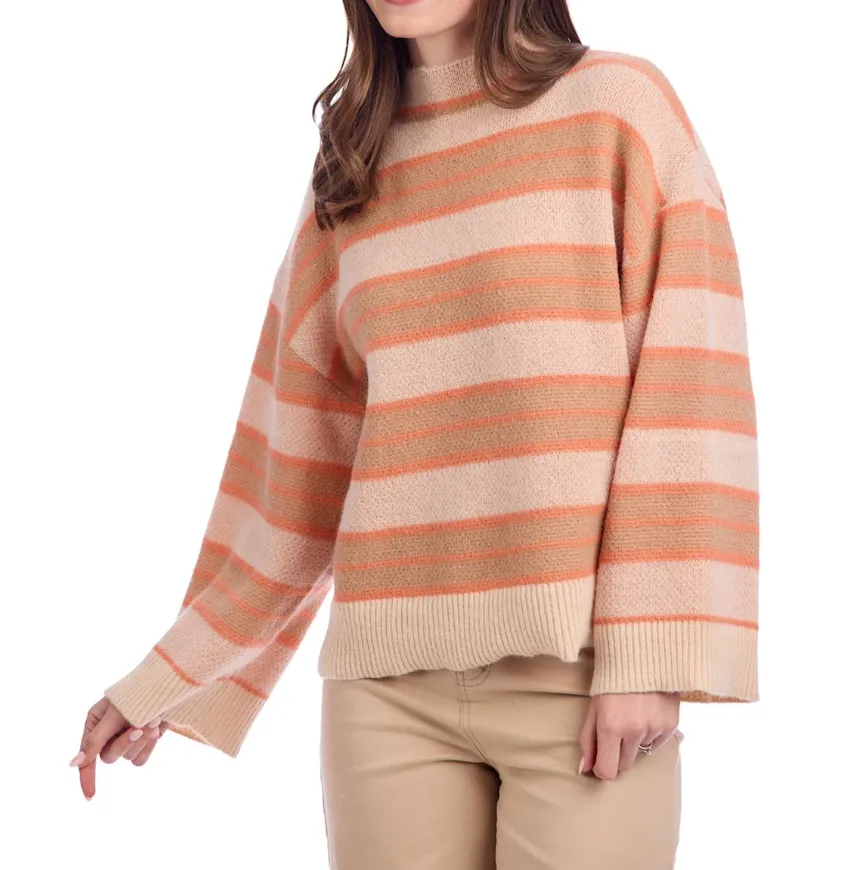 Striped Mock Wide Sweater