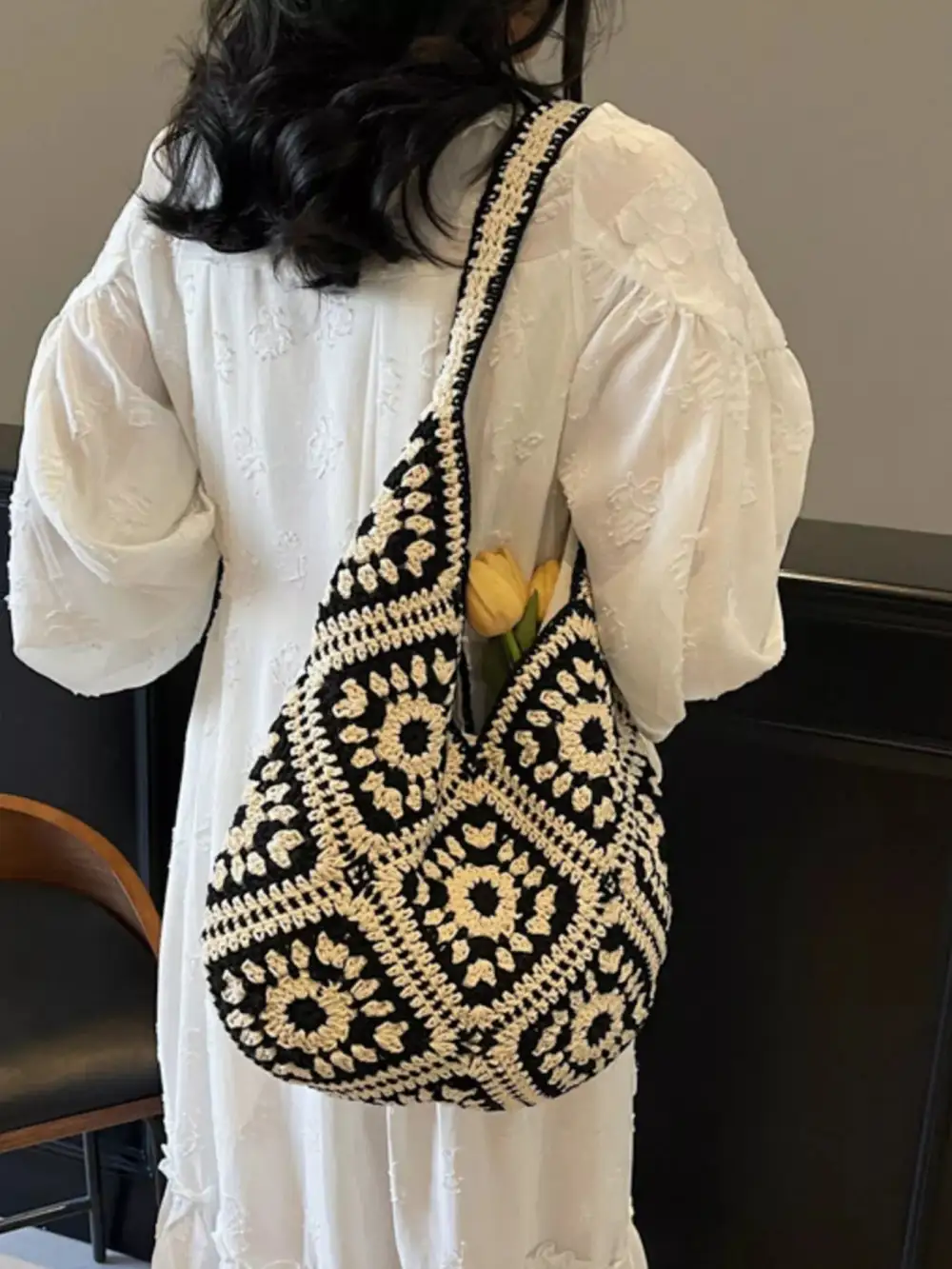Crochet Hobo Shoulder Bag