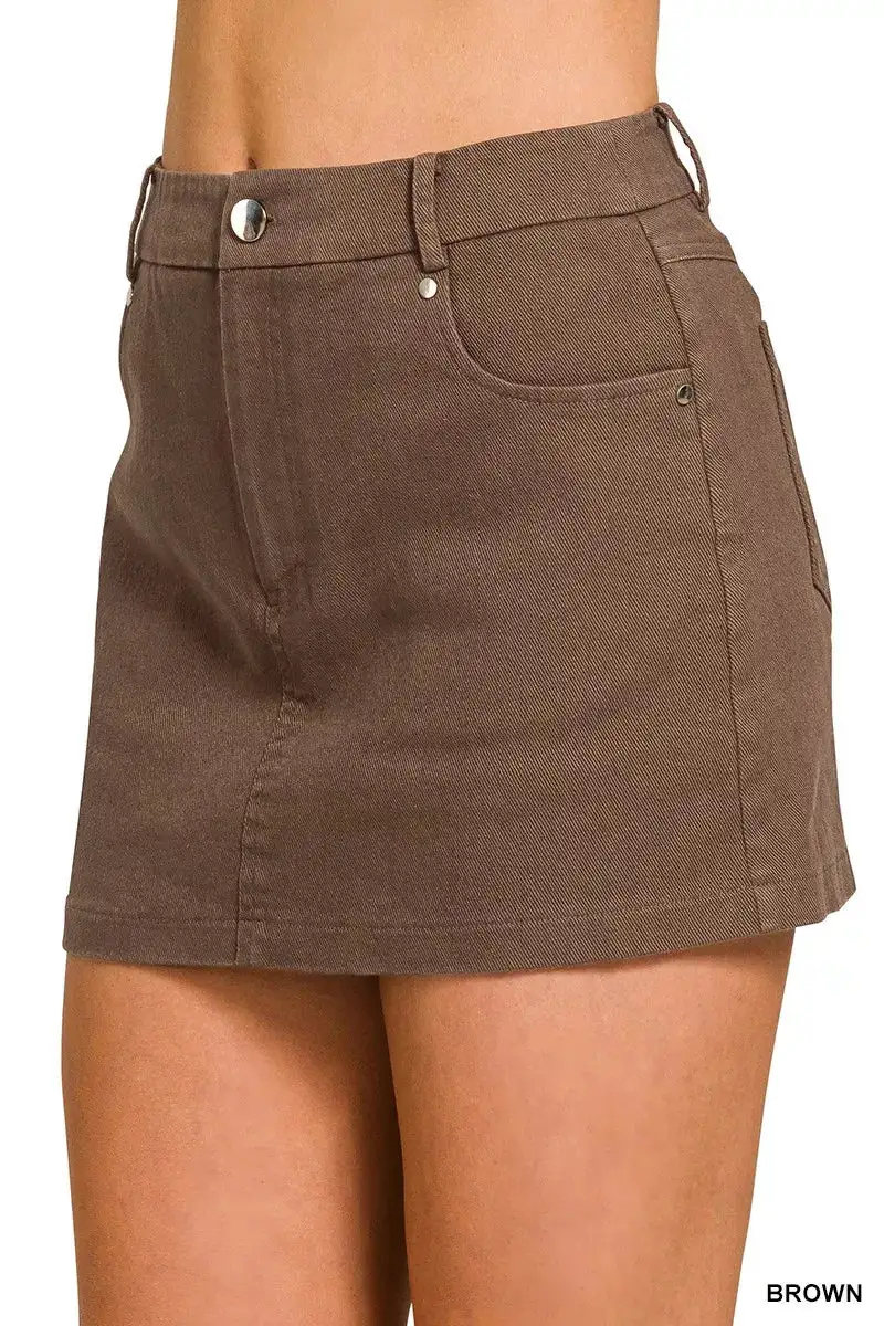 Cotton Twill Lined Mini Skirts
