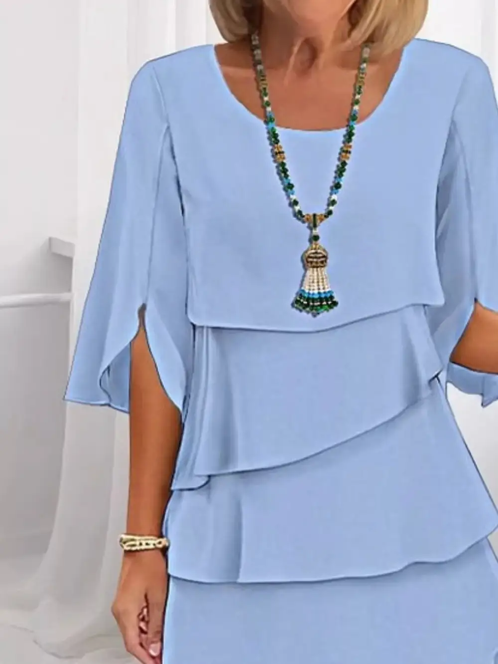 Ruffle Flutter Sleeve Midi Dress