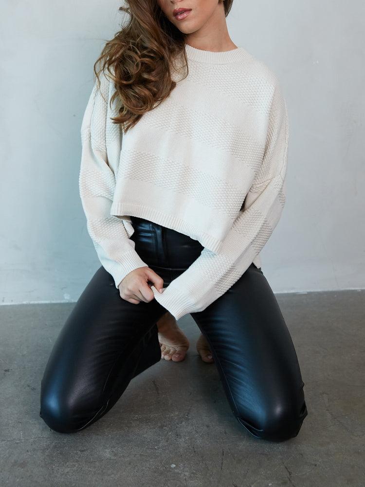 Striped Knit Cropped Sweater