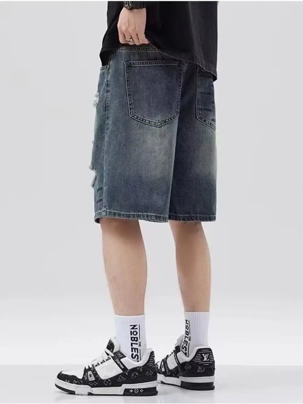 Men's Plus Size Distressed Denim Shorts