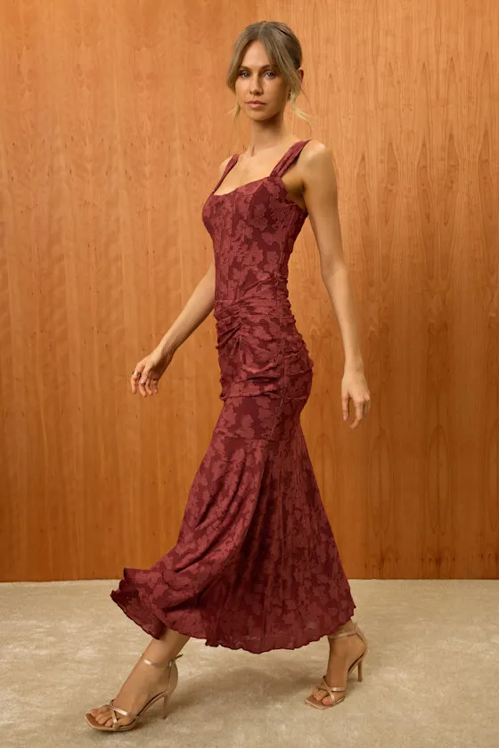 Celeste Yellow Floral Burnout Bustier Maxi Dress