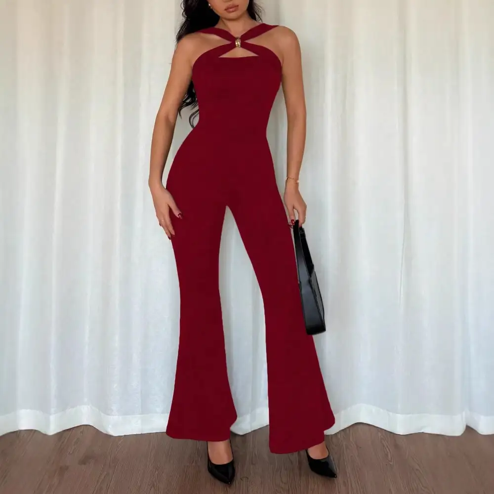 Chic Metal Wide Leg Jumpsuit
