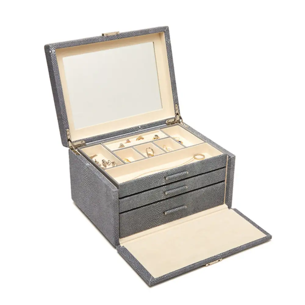 Compartmented Three Tray Jewelry Box