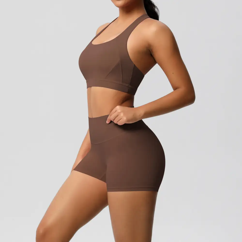 Cross-Back Backless Two-Piece Shorts Active Set