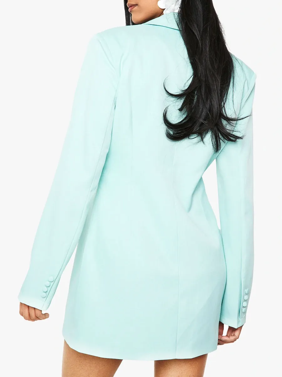 Mint Green Belted Asymmetric Blazer Dress