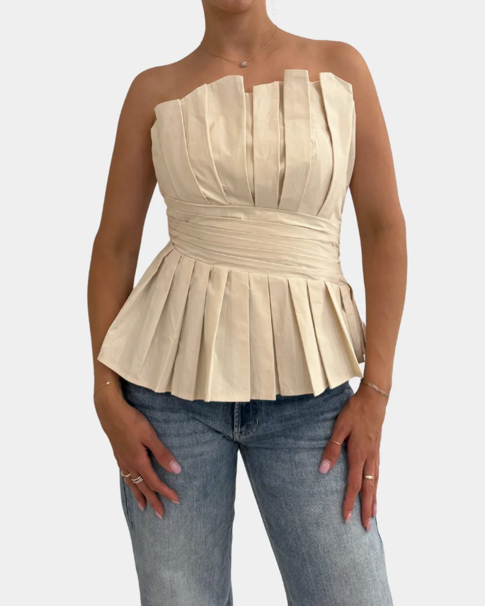Pleated Strapless Top