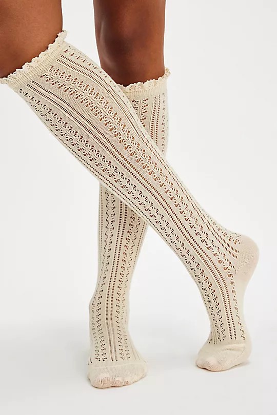 Lace Net Pointelle Tall White