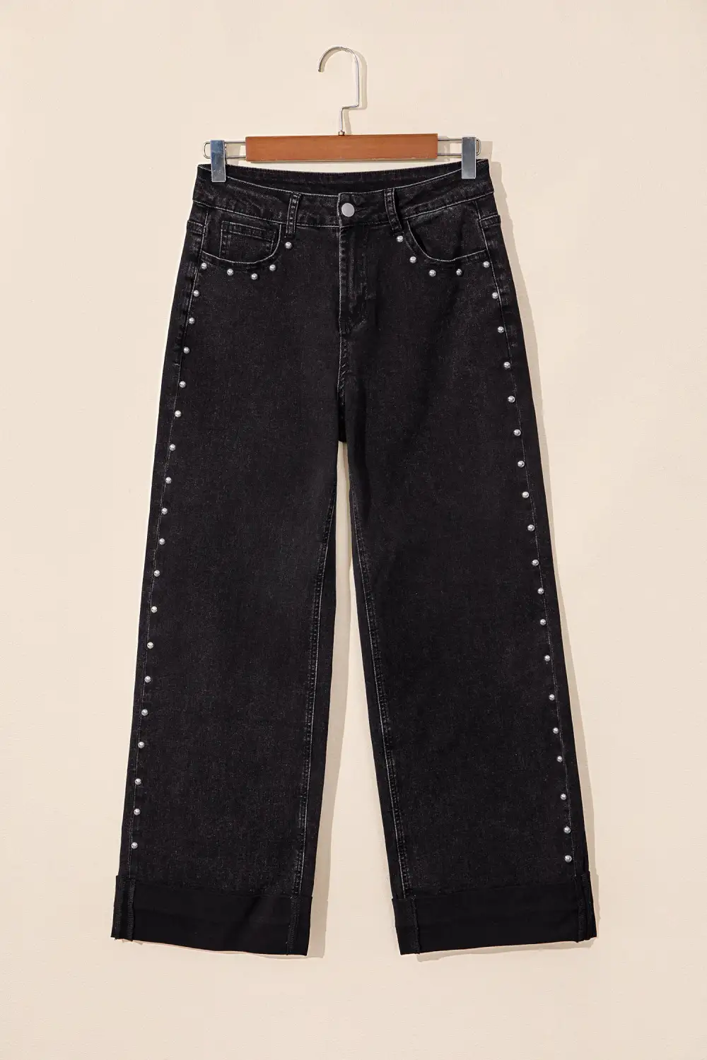 Relaxed Studded Straight Leg Jeans