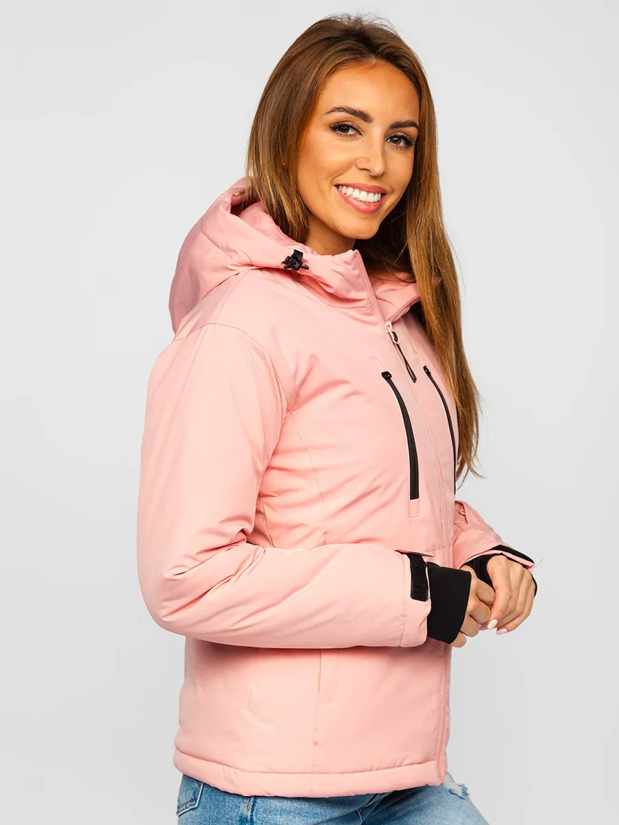 Light pink women's winter ski jacket