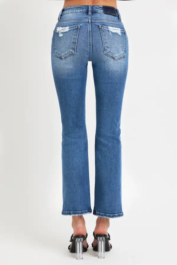 Refined Mid-Rise Washed Pocketed Stretch Straight Leg Jeans