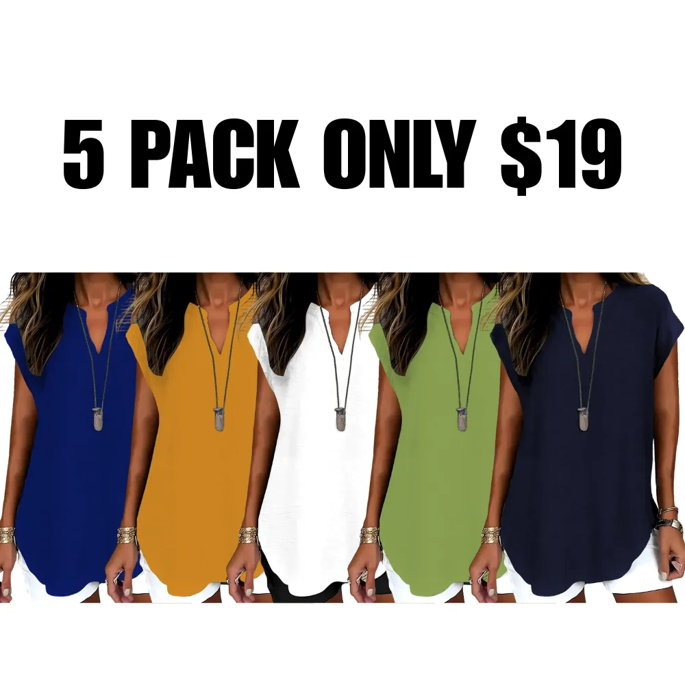 Women's Plain Notched Neck Fitted Blouse Shirts, Casual Classy Elegant Minimalist Basic Top