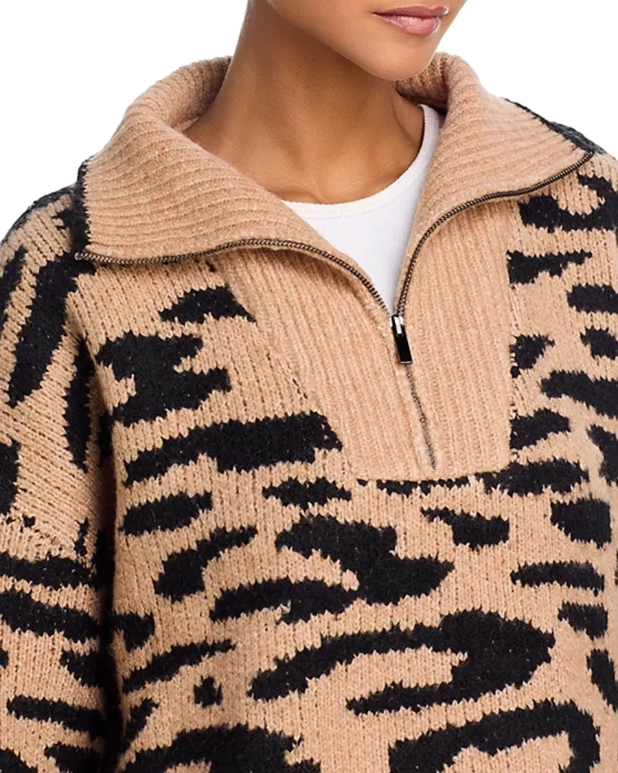 Half Zip Leopard Long sleeves Sweater