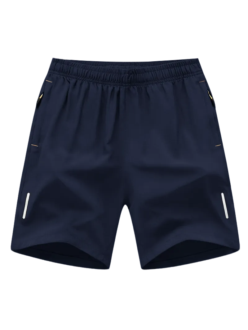 Men's Solid Color Zipper Pocket Shorts
