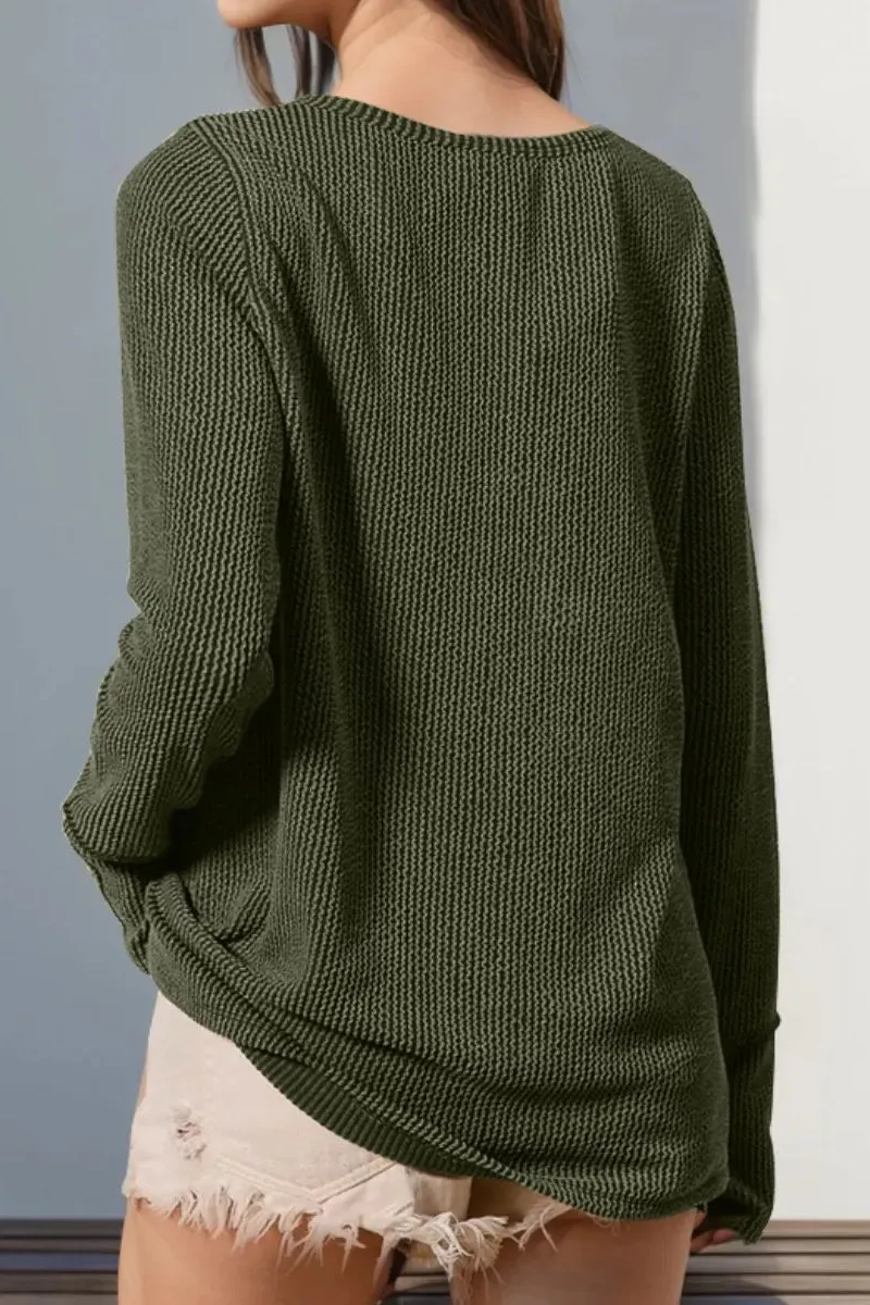 Notched Thumbhole Long Sleeve T-Shirt