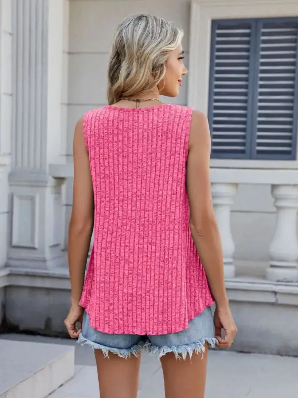 Ribbed Round Neck Tank Rayon Blend