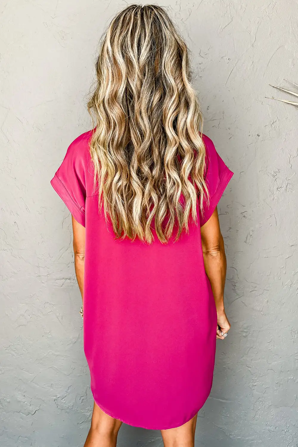 Buttoned Collar Shift T-Shirt Mini Dress