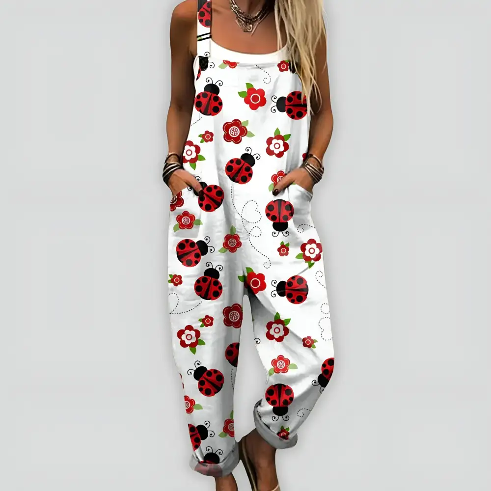 Simple Printed Wide Leg Jumpsuit