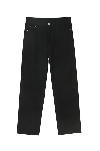Breezy Washed Pocketed Stretch Straight Leg Jeans