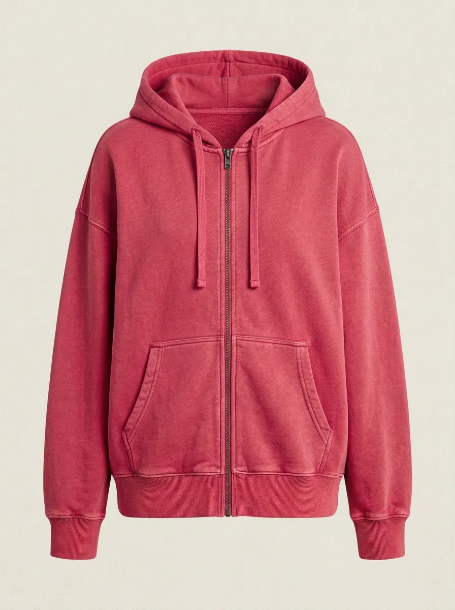 Plain Unisex Zip-Up Hooded Jacket