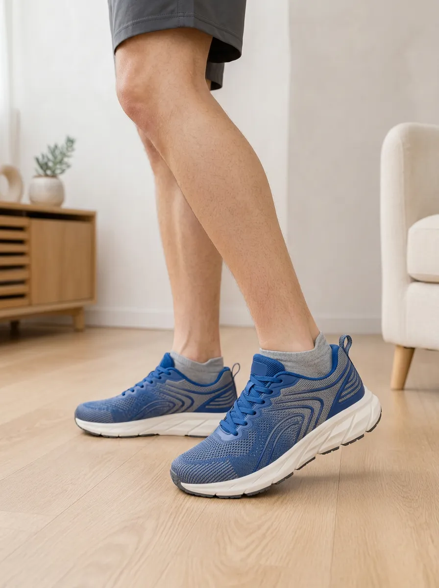 Men's Athletic Blue Mesh Pattern Printed Running Shoes