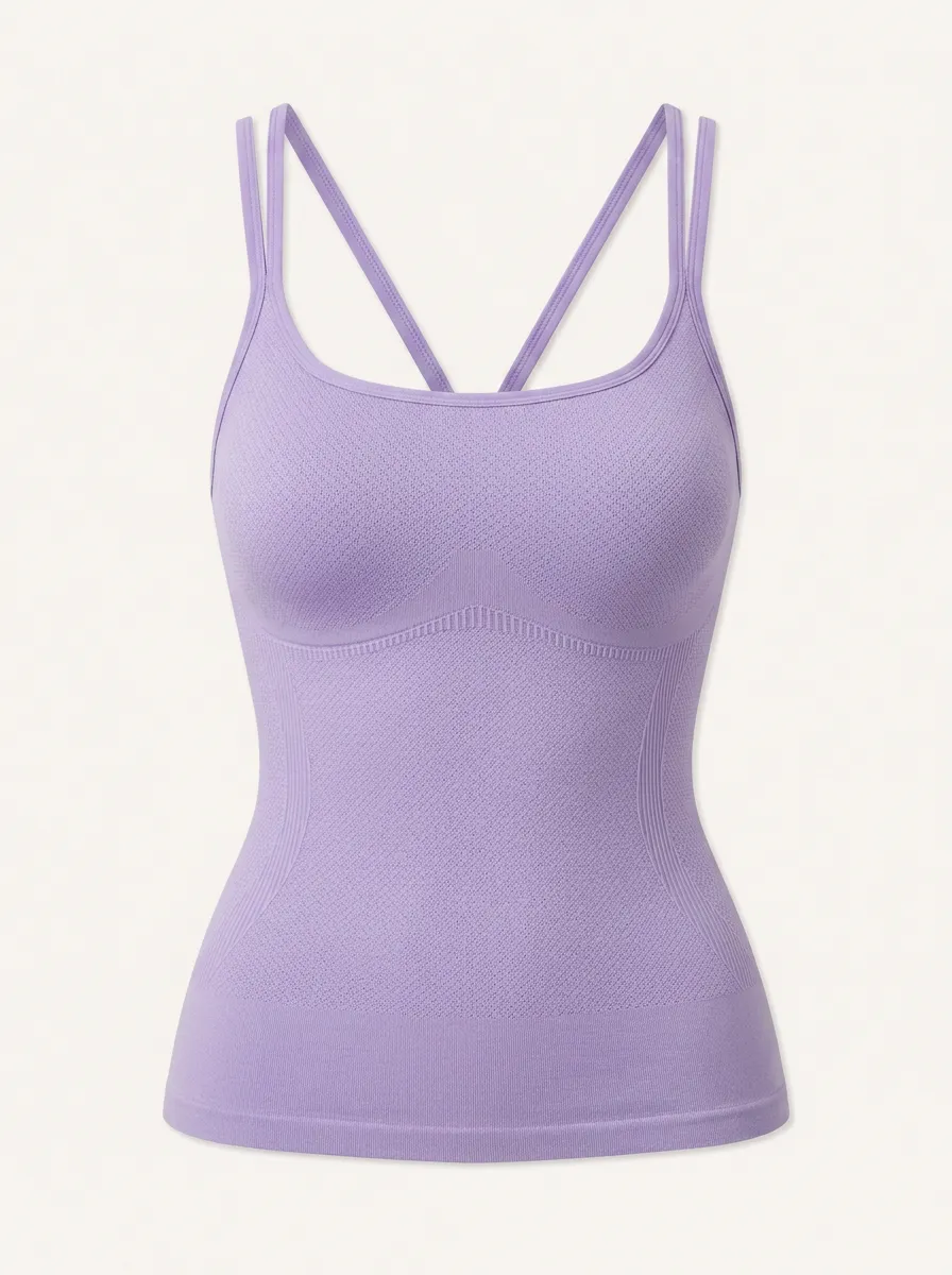 Women's Yoga Fitness Purple Cross-Back Seamless Tank Top