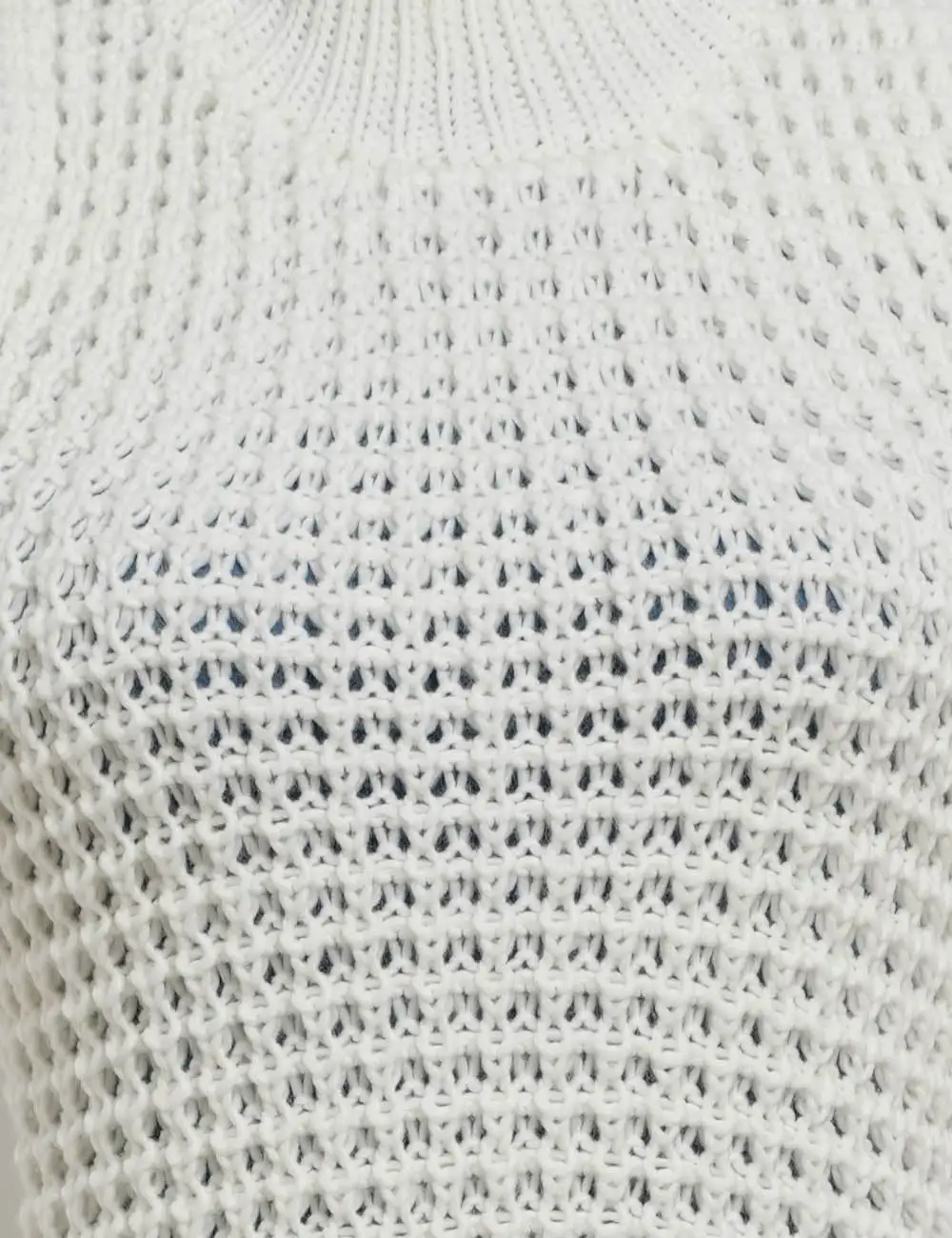 Crochet Knit Mock Neck Tassel Hem Bodycon Mini Dress