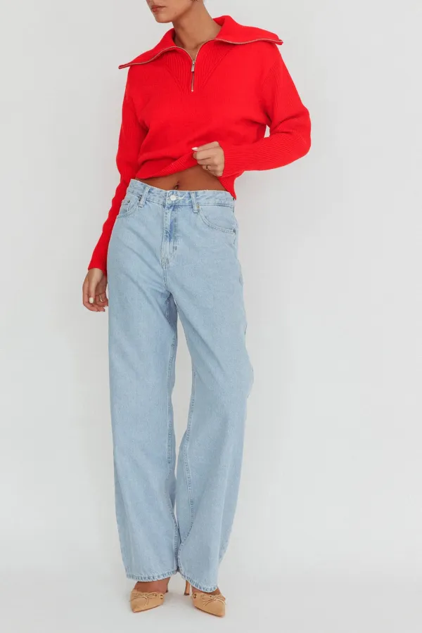 Playful And Stylish Zip-Neck Top