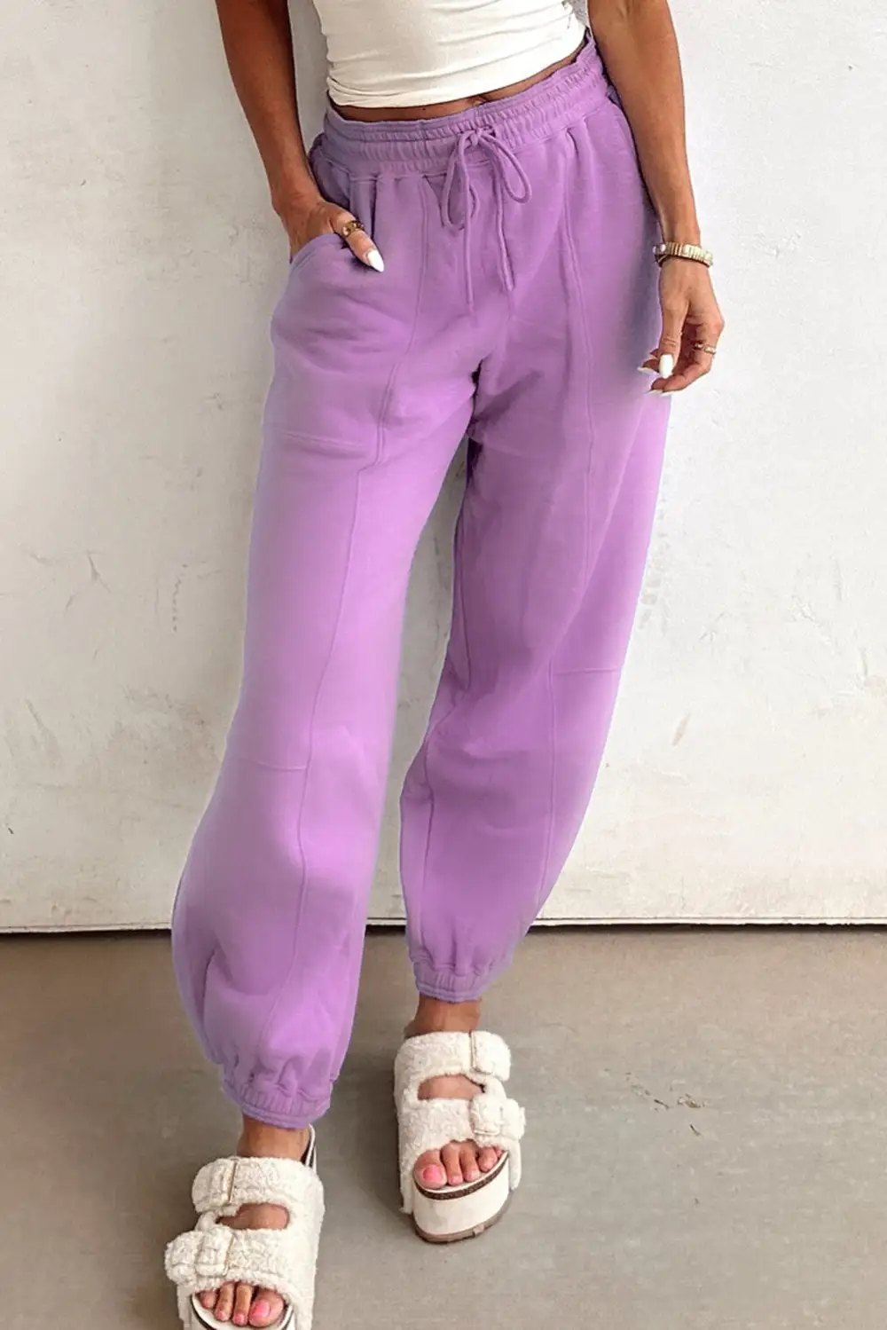 Refined Drawstring Patchwork Jogger Pants