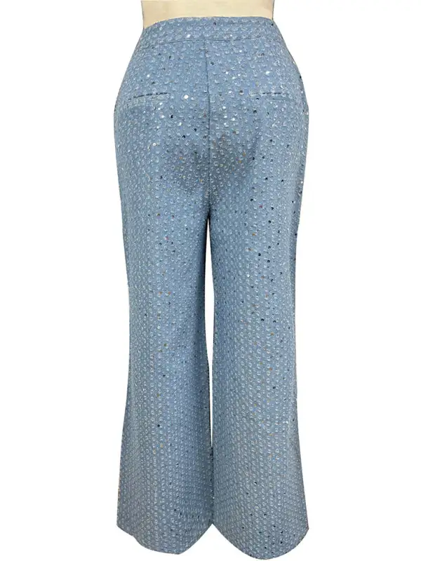 Distressed Washed Pocketed Sequined Straight Leg Jeans