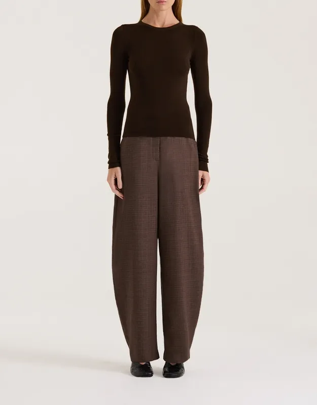 Chocolate Merino Boat Neck Top