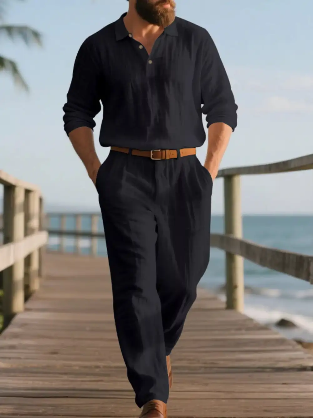 Refined Men's Full Size Long Sleeve Top and Pants